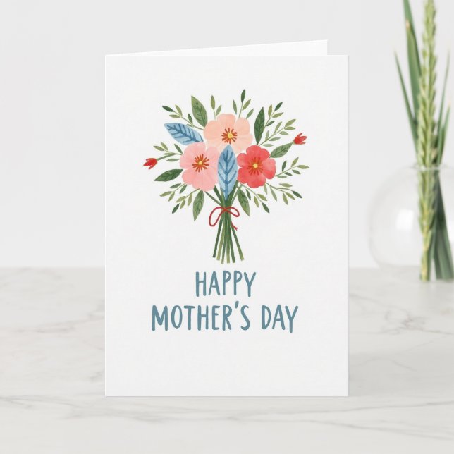 Watercolor Florals Mothers Day Card (Front)