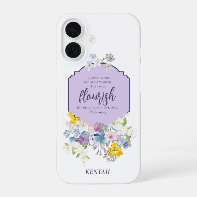 Watercolor Florals Scripture Verse Personalized Iphone Case (Back)