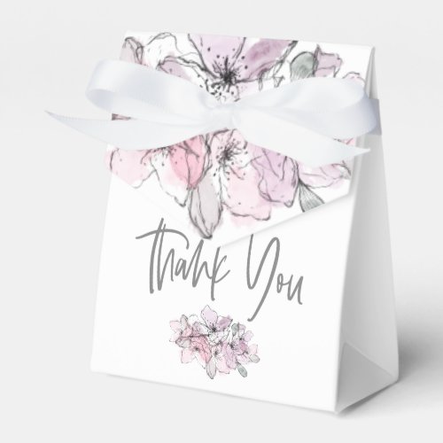 Watercolor Florals Thank You Names Date White Favor Boxes