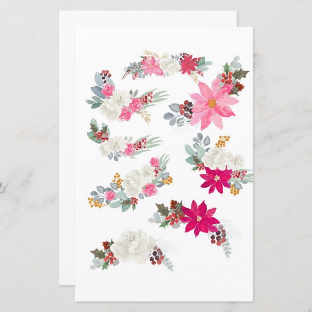 Watercolor florals to cut out and collage (Front/Back)