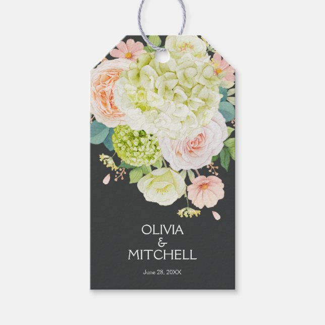 Watercolor Florals Wedding Gift Tags (Front)
