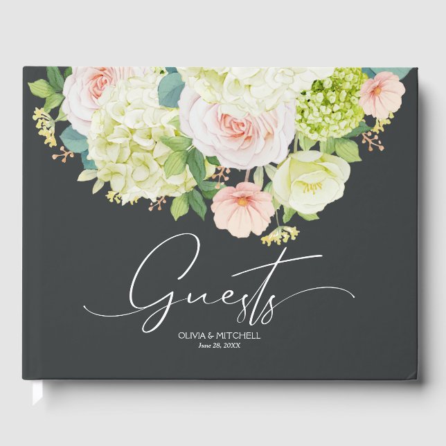 Watercolor Florals Wedding Guest Book (Front)