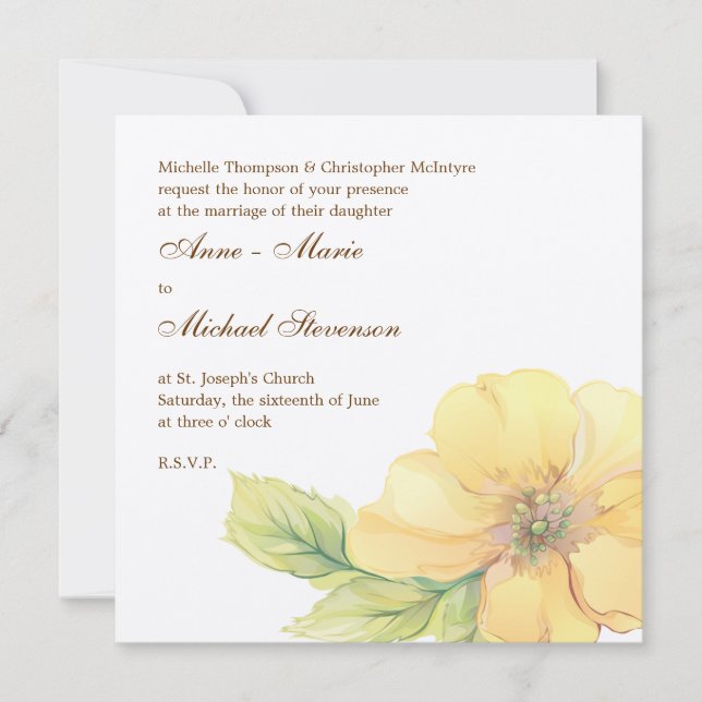 Watercolor Florals Wedding Invitation Card (Front)