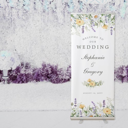 Watercolor Florals Welcome Wedding Retractable Banner