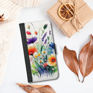 Watercolor Florals Wildflowers Feminine Trendy iPhone 8/7 Wallet Case