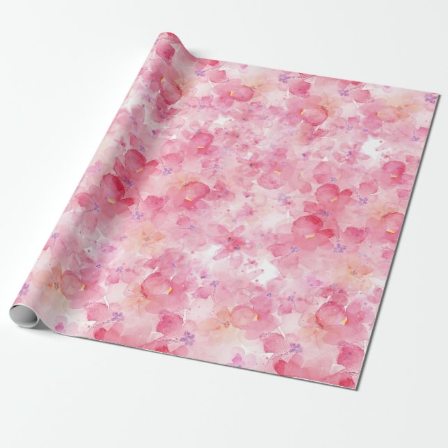 Watercolor Florals Wrapping Paper (Unrolled)