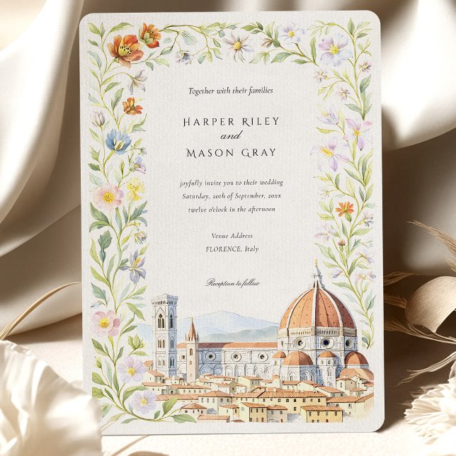 Watercolor Florence Tuscany Wedding Invitation (Creator Uploaded)