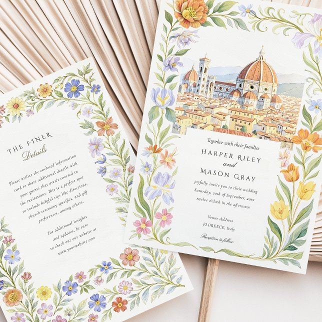 Watercolor Florence Tuscany Wedding Invitation (Creator Uploaded)