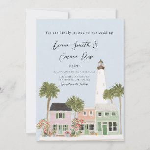 Watercolor Florida Destination Wedding Invitation