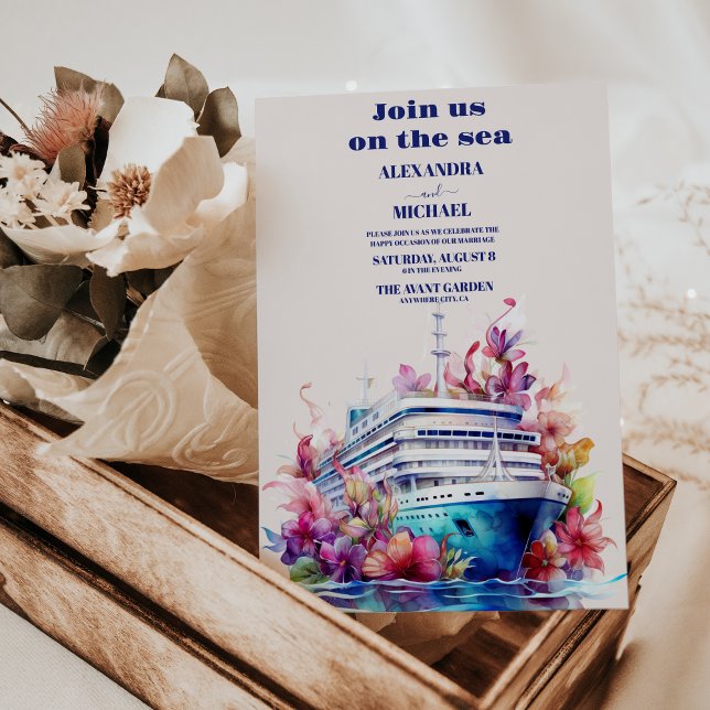 Watercolor Florida Hawaii nautical cruise wedding Invitation (Creator Uploaded)