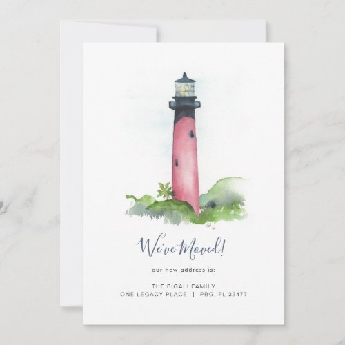 Watercolor Florida Lighthouse Change of Address Ho Holiday Card