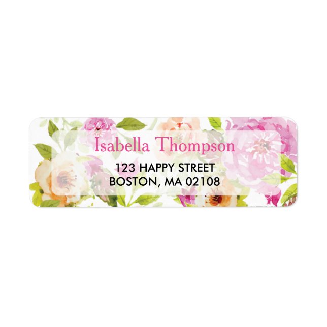 Watercolor Flower Address Label (Front)
