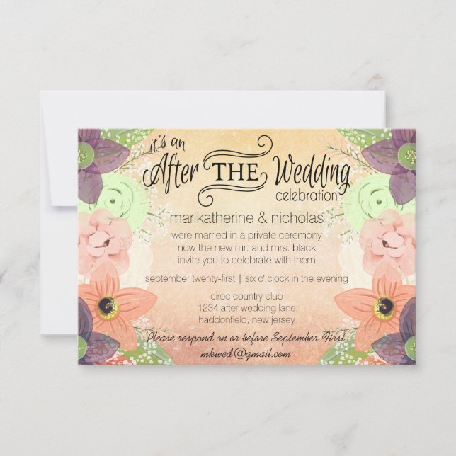 Watercolor Flower After Wedding ID PP1 Invitations (Front)