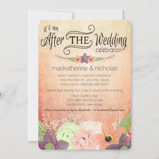 Watercolor Flower After Wedding IDPP1 Invitations (Front)