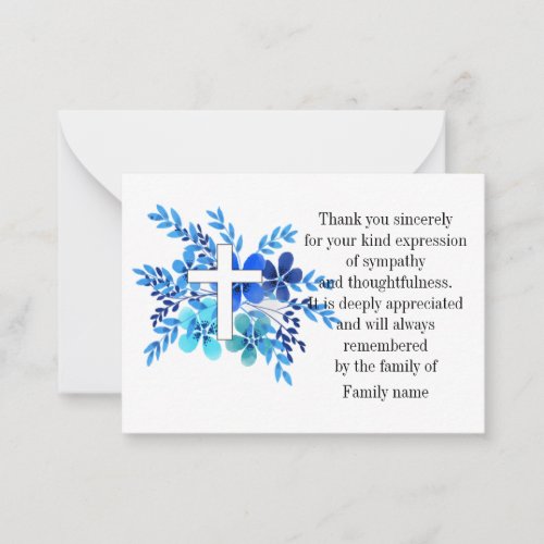 Watercolor Flower And Cross After Funeral Note Card