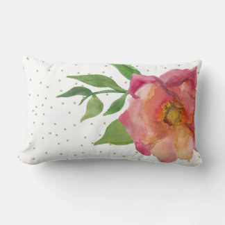 Watercolor Flower and Dots Accent Pillow