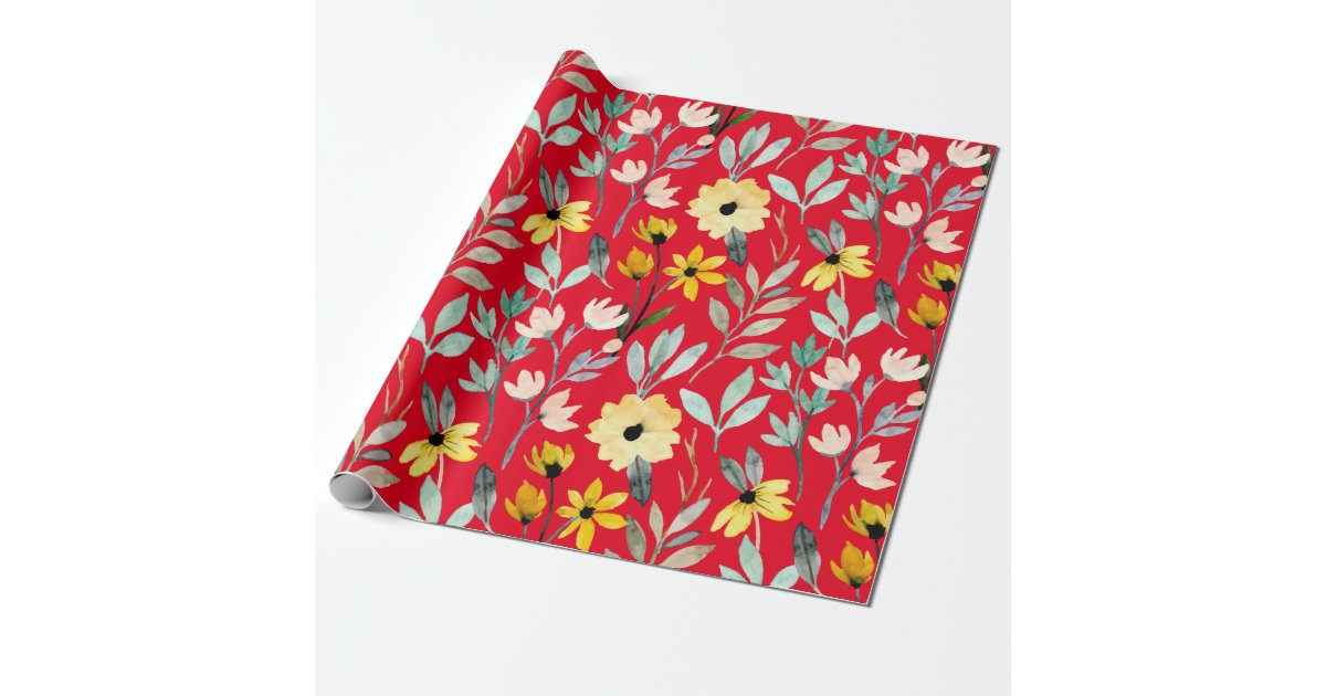 Watercolor Flower Art Wrapping Paper Zazzle