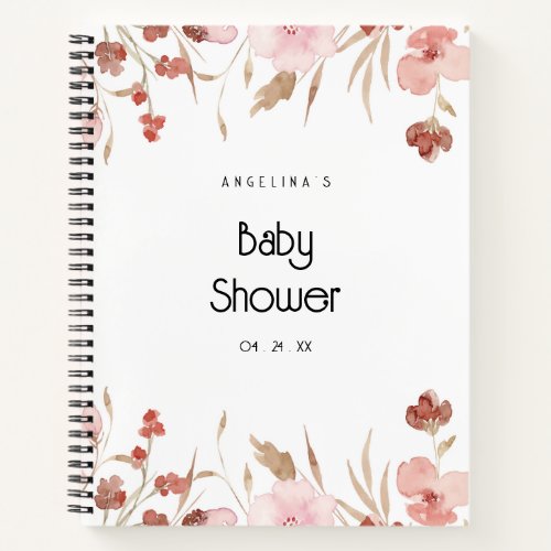Watercolor Flower Baby Shower Gift List Notebook 