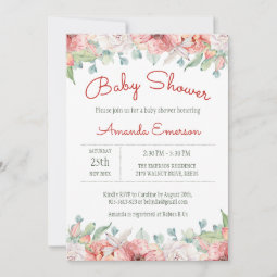 Watercolor Flower Baby Shower Invitations | Zazzle