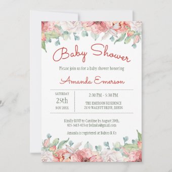 Watercolor Flower Baby Shower Invitations | Zazzle