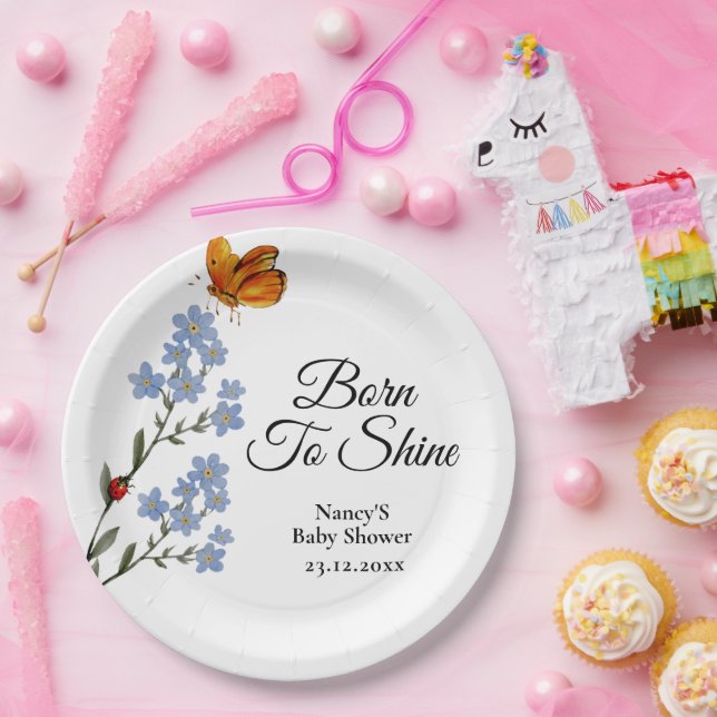 Watercolor flower Baby Shower Paper Plates (Party)