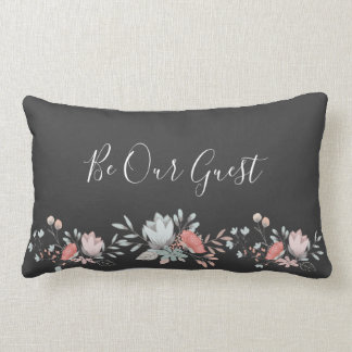 Watercolor Flower "Be Our Guest" Lumbar Pillow