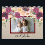 Watercolor Flower Beautiful Family Photo Calendar<br><div class="desc">This calendar design was created though digital art. It may be personalized in the area provided. You may change the font or add font. To customize simply replace the photos with your own. Choose the customize further option to make more changes. Contact me at colorflowcreations@gmail.com if you with to have...</div>