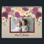 Watercolor Flower Beautiful Family Photo Calendar<br><div class="desc">This calendar design was created though digital art. It may be personalized in the area provided. You may change the font or add font. To customize simply replace the photos with your own. Choose the customize further option to make more changes. Contact me at colorflowcreations@gmail.com if you with to have...</div>