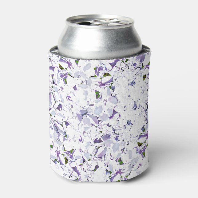 Watercolor flower bouquet of hydrangeas. can cooler (Can Front)