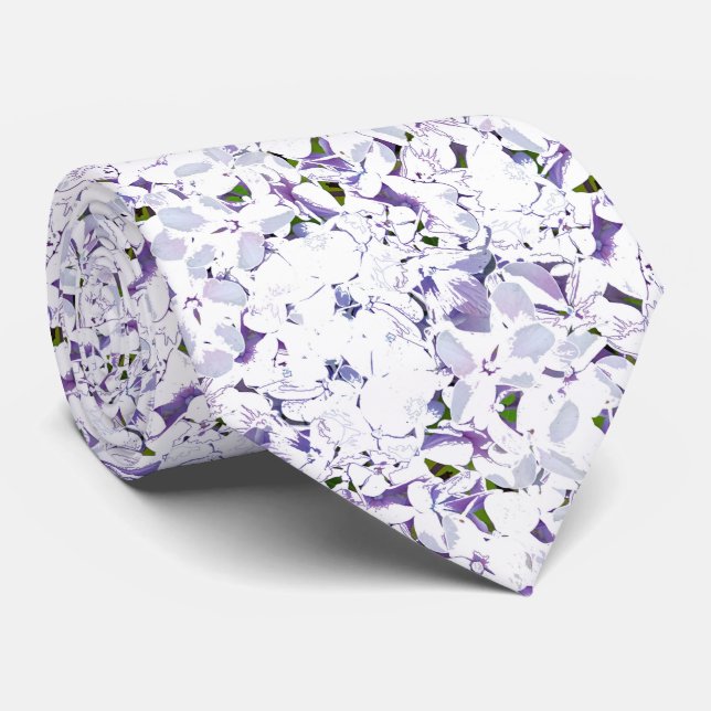 Watercolor flower bouquet of hydrangeas. neck tie (Rolled)