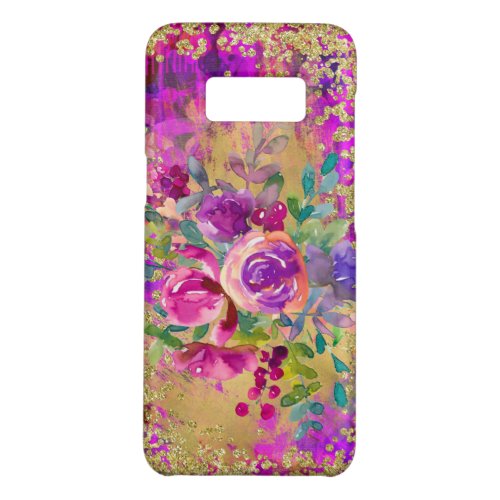 Watercolor Flower Bouquet on Raspberry Pink Case_Mate Samsung Galaxy S8 Case