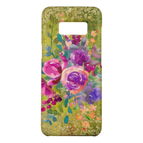 Watercolor Flower Bouquet on Rustic Green Case_Mate Samsung Galaxy S8 Case