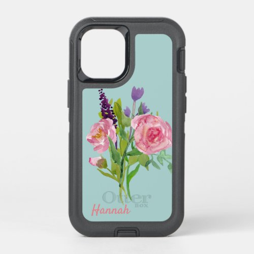Watercolor Flower Bouquet OtterBox Defender iPhone 12 Mini Case