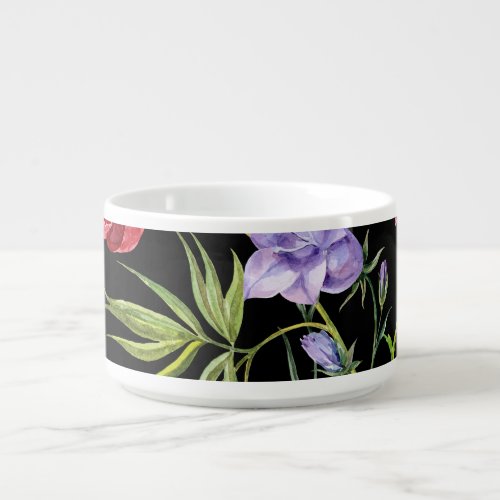 Watercolor Flower Bouquet Seamless Pattern Bowl