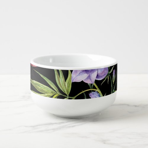 Watercolor Flower Bouquet Seamless Pattern Soup Mug