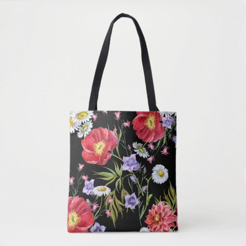 Watercolor Flower Bouquet Seamless Pattern Tote Bag