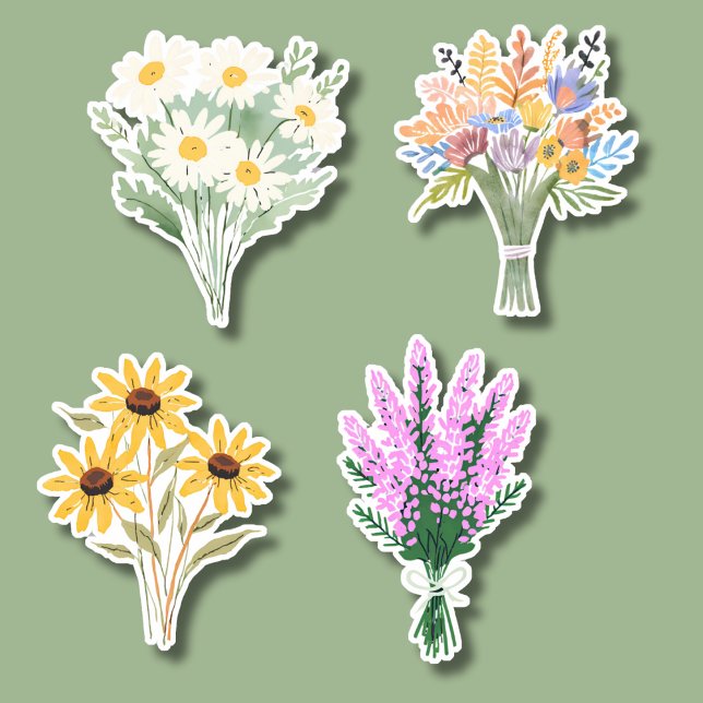Watercolor Flower Bouquets Waterproof Sticker (Creator Uploaded)