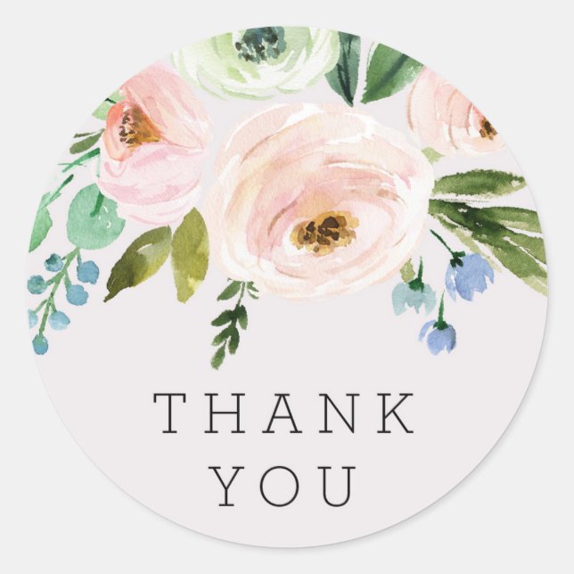Watercolor Flower Bridal Shower Favor Sticker (Front)