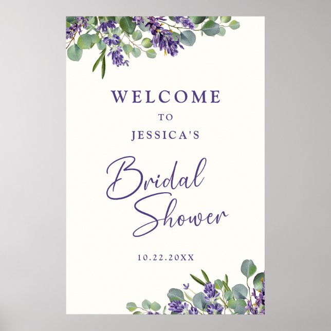 Watercolor Flower Bridal Shower Welcome Poster (Front)