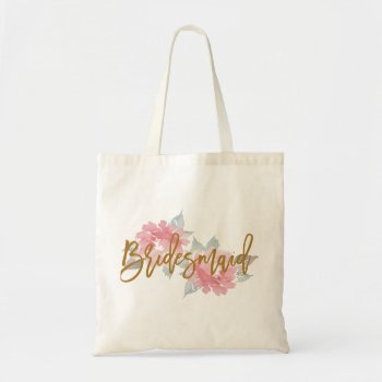 Watercolor Flower Bridesmaid Wedding Tote Bag by blush_printables at Zazzle