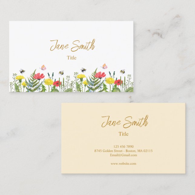 Watercolor Flower Business Card (Front/Back)