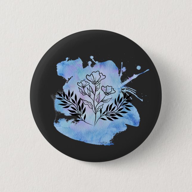 watercolor flower  button (Front)