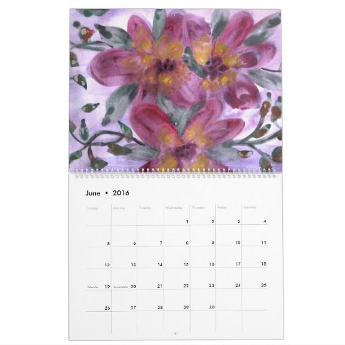 Watercolor Flower Calendar