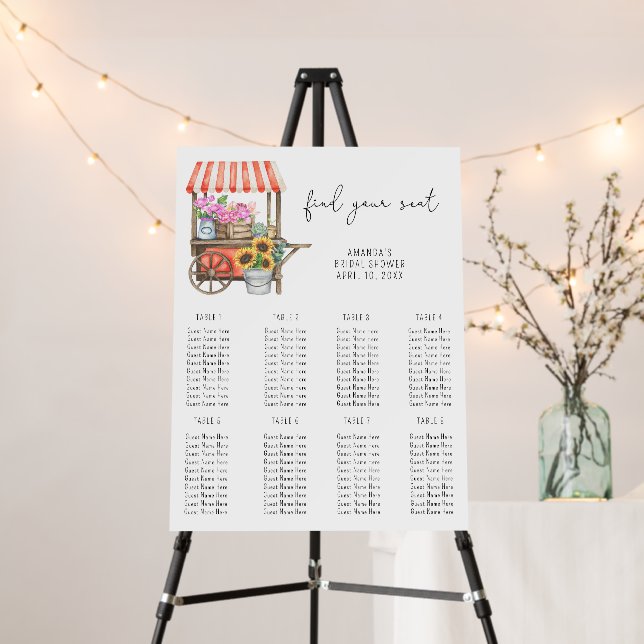 Watercolor flower cart - Seating Chart foam board (In Situ (Stand))