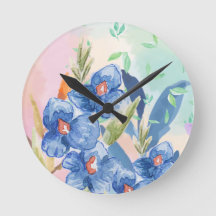 Watercolor Flower Clock