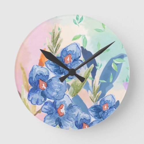 Watercolor Flower Clock