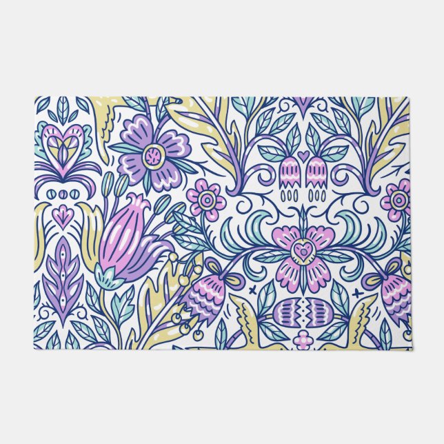 Watercolor Flower Colorful Nature Elegant  Doormat (Front)