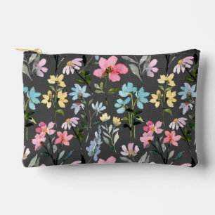 Watercolor Flower Colorful Vintage Accessory Pouch