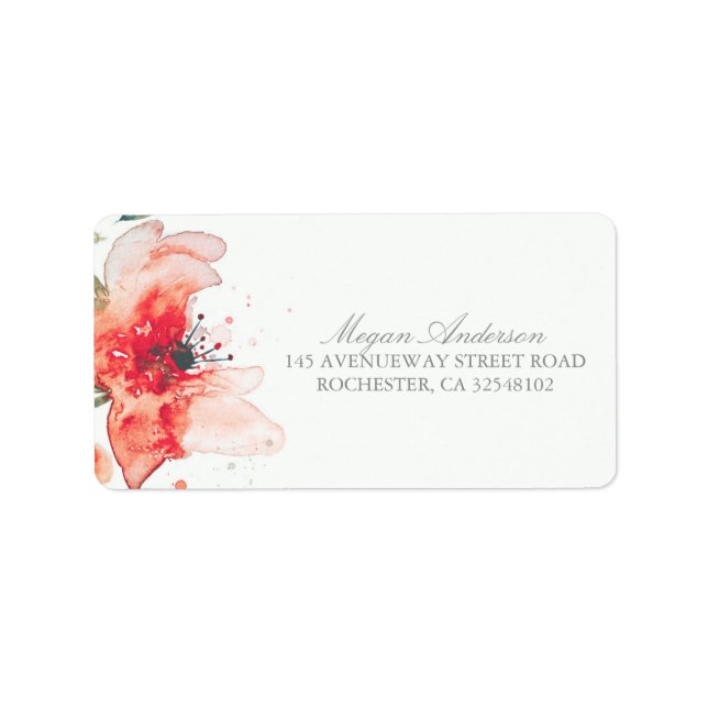Watercolor Flower Cute Wedding Label (Front)