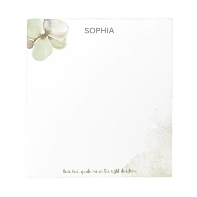 Watercolor Flower Dear God Guide Me Notepad (Front)